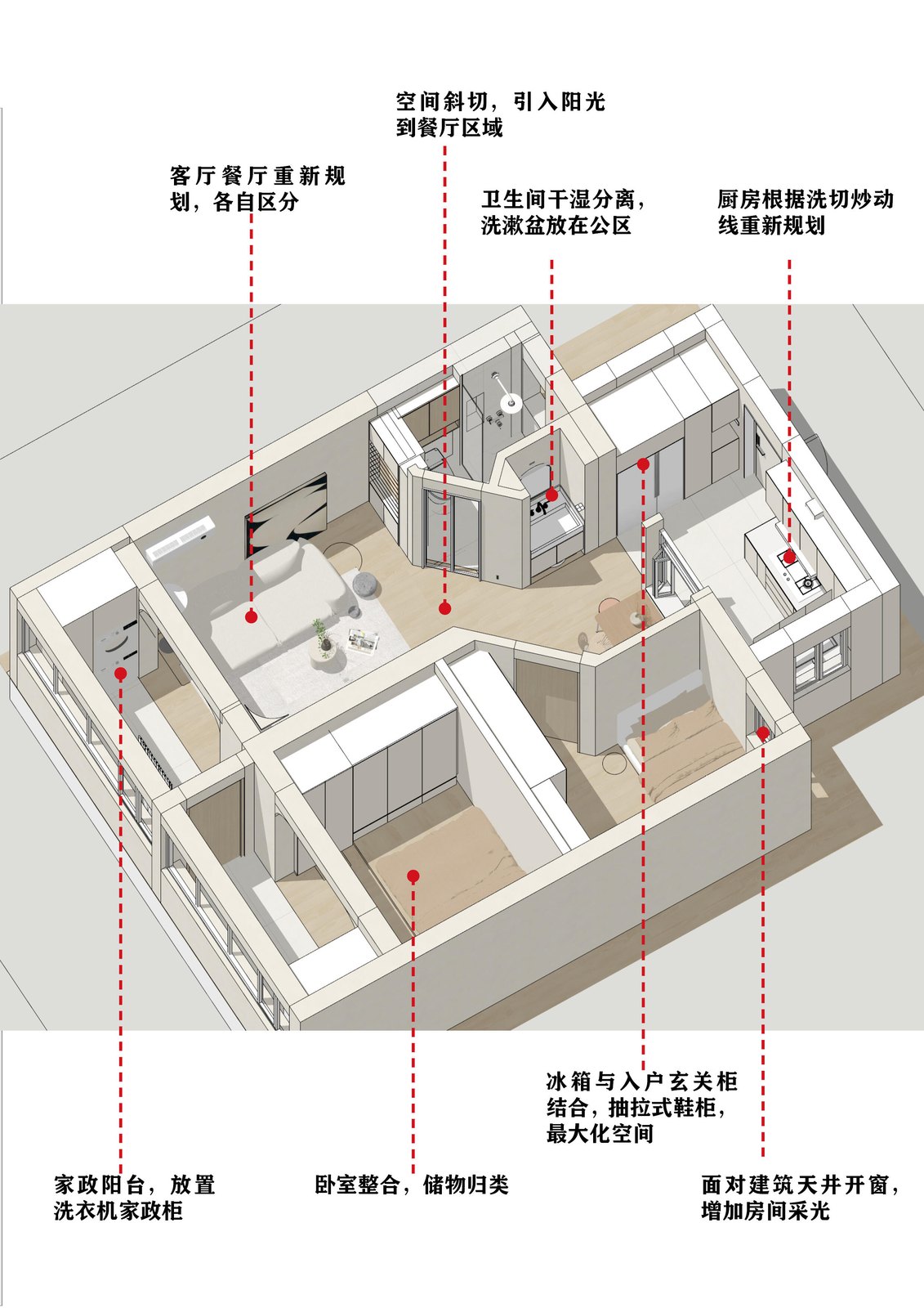 法院家属院小户型空间设计分析图